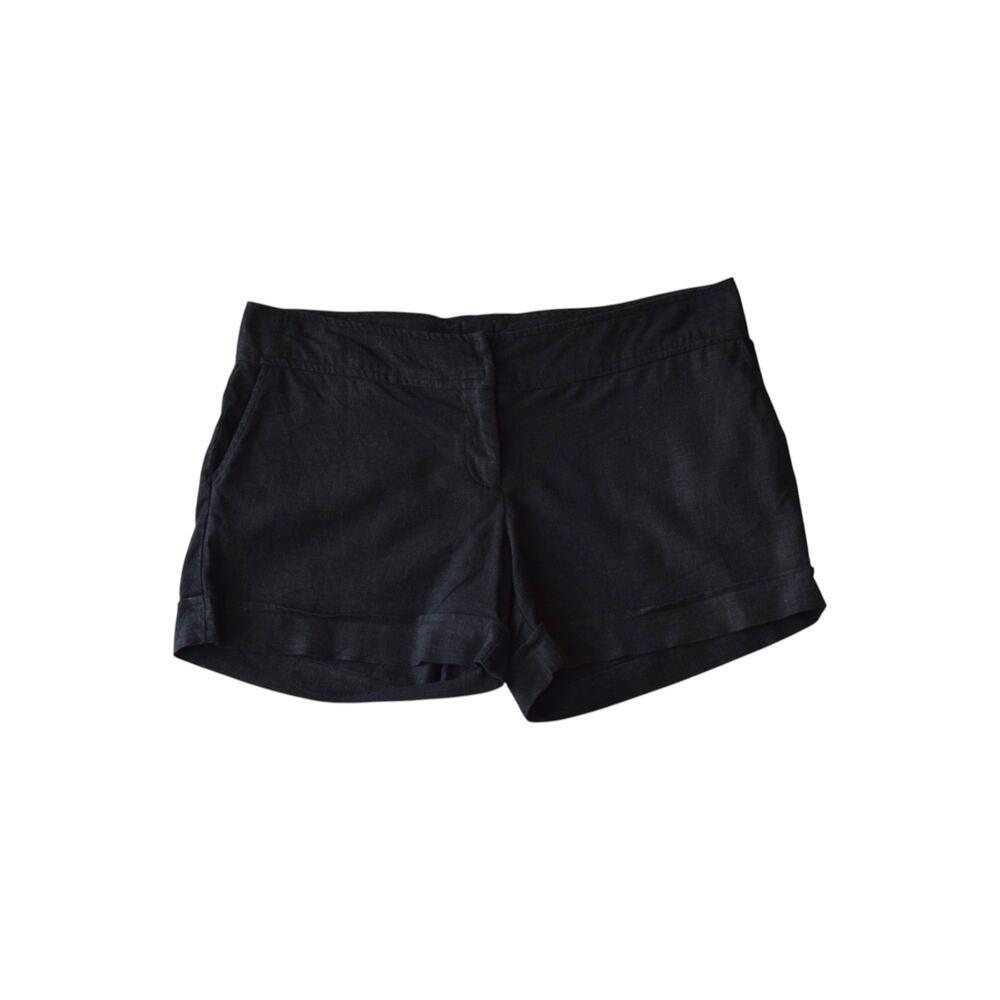 Y2K Black Linen Blend Shorts Medium Minimalist Tailored
